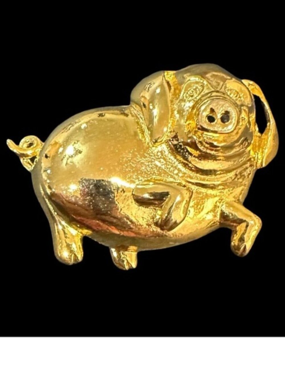 Vintage Brooch Animal Theme Pig Pot Belly Gold Tone Womens Costume Jewelry